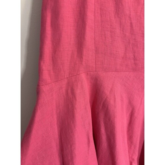 LAUREN RALPH LAUREN Fit & Flare Pink Linen Skirt Women 14 Zip Lined Knee Length - Picture 5 of 11